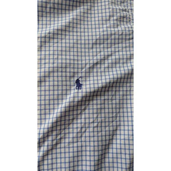 Polo Ralph Lauren Shirt Mens XLT Blue  Gingham Performance Button Down Shirt - Picture 11 of 11